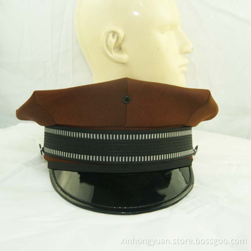 Custom brown officer military peaked cap for sale